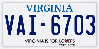 VA license plate VAI6703