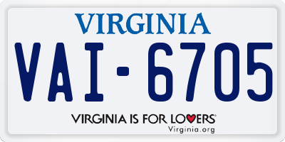 VA license plate VAI6705