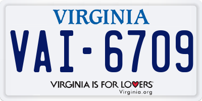 VA license plate VAI6709