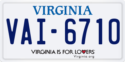 VA license plate VAI6710