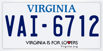 VA license plate VAI6712