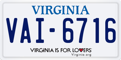 VA license plate VAI6716