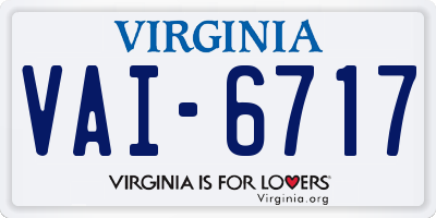 VA license plate VAI6717