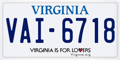 VA license plate VAI6718