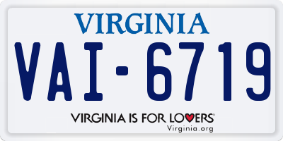 VA license plate VAI6719