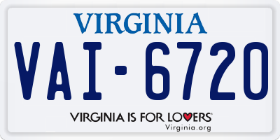 VA license plate VAI6720