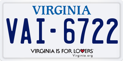 VA license plate VAI6722