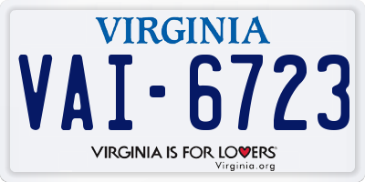 VA license plate VAI6723