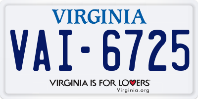 VA license plate VAI6725