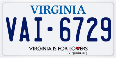 VA license plate VAI6729