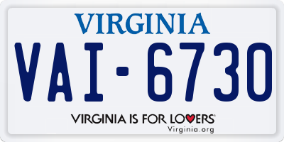 VA license plate VAI6730