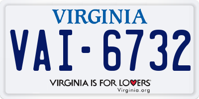 VA license plate VAI6732