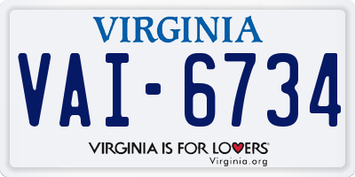 VA license plate VAI6734