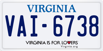 VA license plate VAI6738