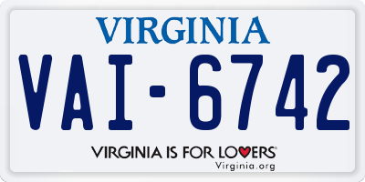 VA license plate VAI6742