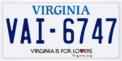 VA license plate VAI6747