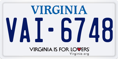 VA license plate VAI6748