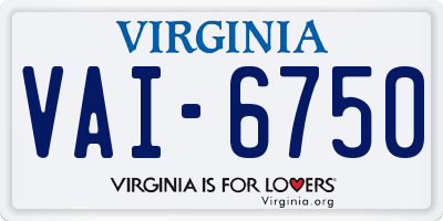 VA license plate VAI6750