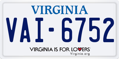 VA license plate VAI6752