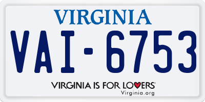 VA license plate VAI6753
