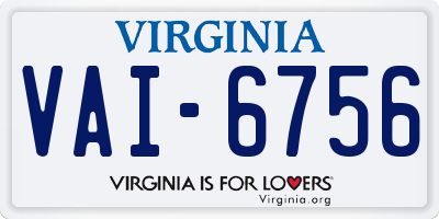 VA license plate VAI6756