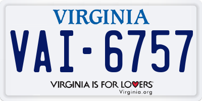 VA license plate VAI6757