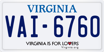 VA license plate VAI6760