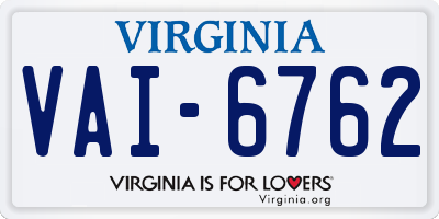 VA license plate VAI6762