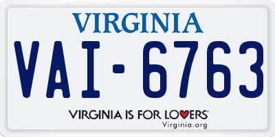 VA license plate VAI6763