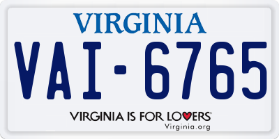 VA license plate VAI6765