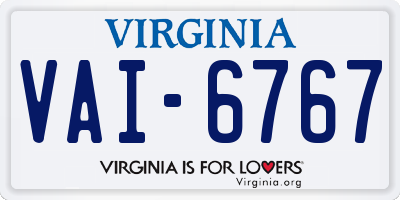 VA license plate VAI6767
