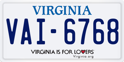 VA license plate VAI6768