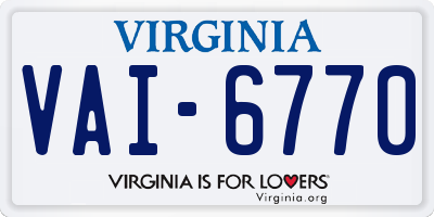 VA license plate VAI6770