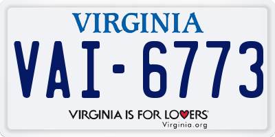 VA license plate VAI6773