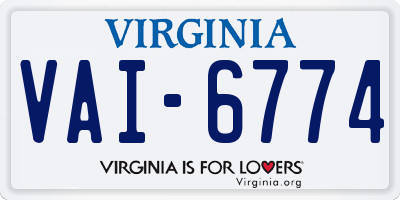 VA license plate VAI6774