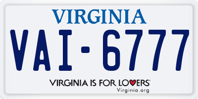 VA license plate VAI6777