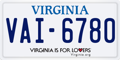 VA license plate VAI6780