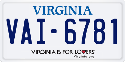 VA license plate VAI6781