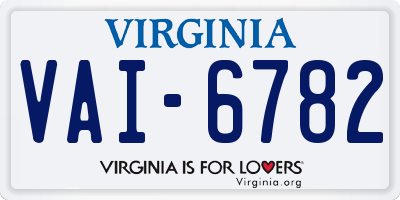 VA license plate VAI6782