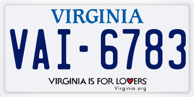 VA license plate VAI6783