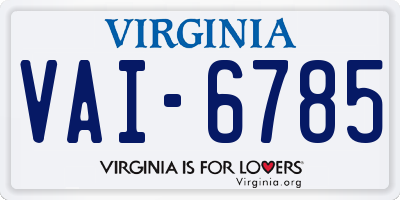 VA license plate VAI6785