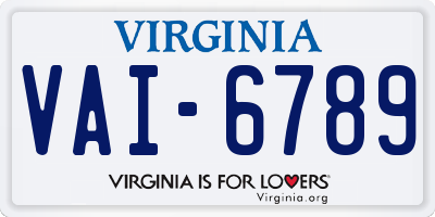 VA license plate VAI6789