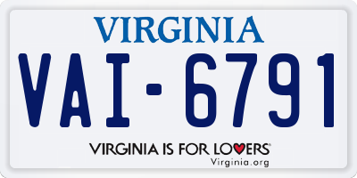 VA license plate VAI6791