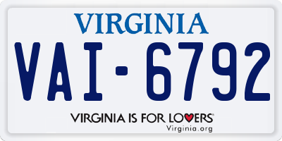 VA license plate VAI6792