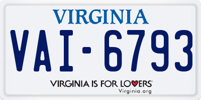 VA license plate VAI6793