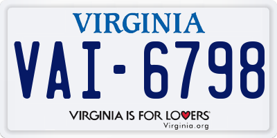 VA license plate VAI6798