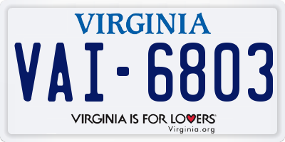 VA license plate VAI6803