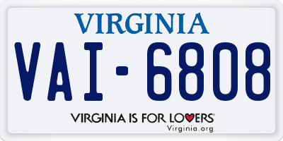 VA license plate VAI6808