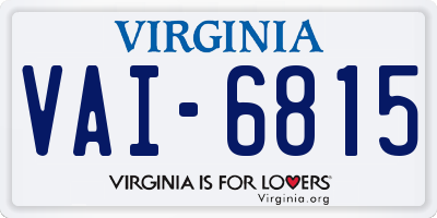 VA license plate VAI6815