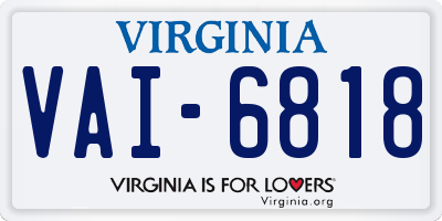 VA license plate VAI6818